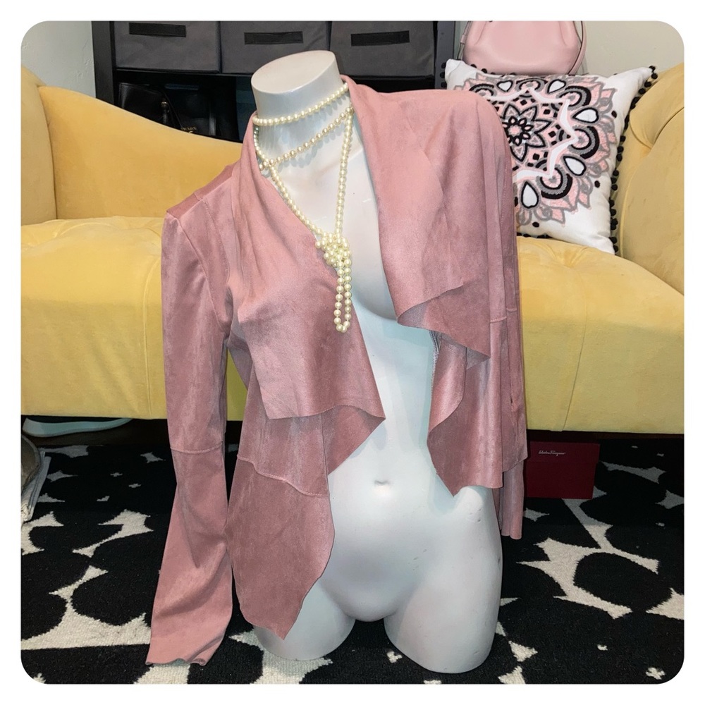 Bagatelle Faux Suede Drape Front Jacket View 4